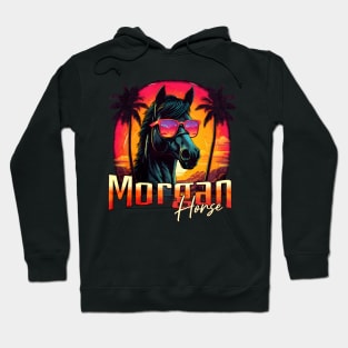 Retro Wave Morgan Horse Miami Vibe Hoodie